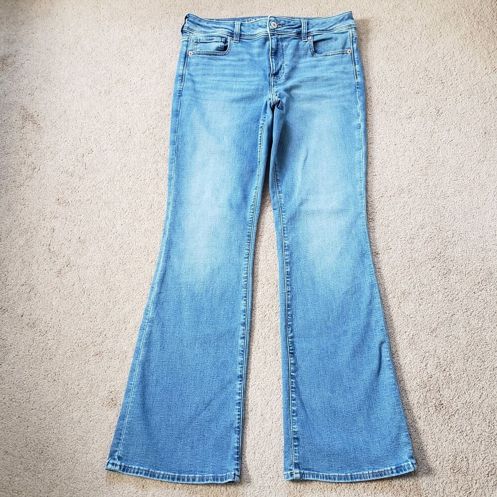 American Eagle Kick Boot Jeans Next Level Stretch Med Wash Flare Size 10 Reg Y2k